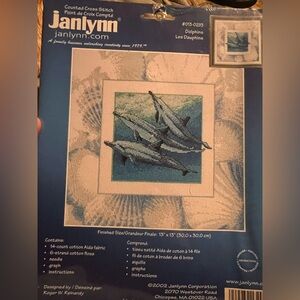 Vintage Janlynn Dolphins Cross Stitch Kit - Blue and White